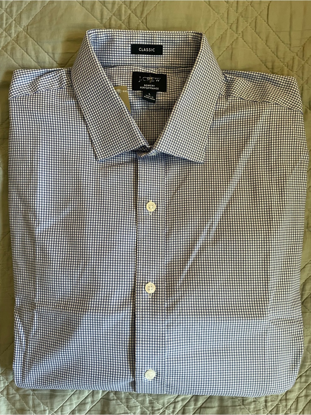 J. CREW Classic Bowery performance stretch dress shirt in Check Blue Size L $98 - Picture 7 of 10